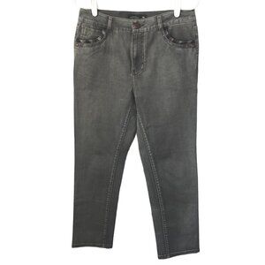 Peace Angel Slim Fit Jeans Straight Leg Gray Embellished Pants Womens Size 31